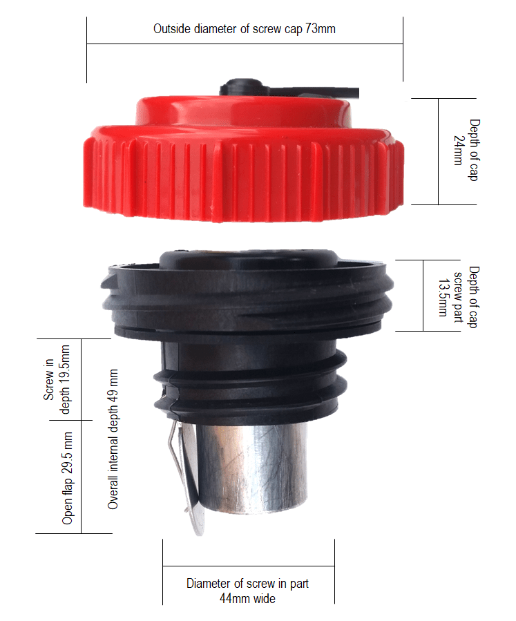 Measurement diagram of Diesel Fill Misfuelling Prevention Device